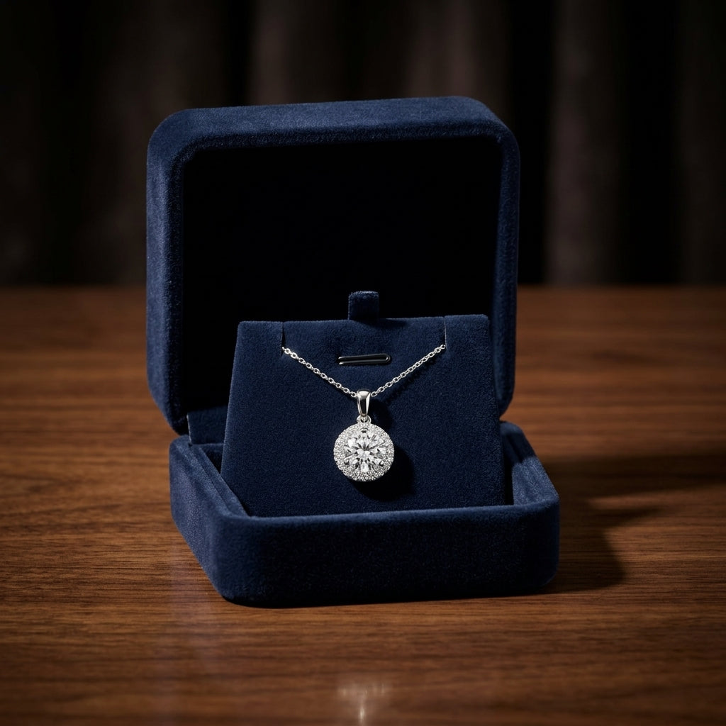 Diamond Halo Pendant In 14k White Gold (3/8 Ct. Tw.) — gift presentation