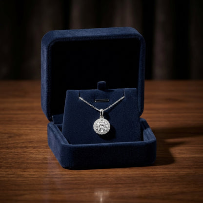 Diamond Halo Pendant In 14k White Gold (3/8 Ct. Tw.) — gift presentation