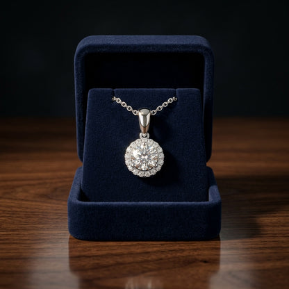 Diamond Halo Pendant In 14k White Gold (1/2 Ct. Tw,) — gift presentation