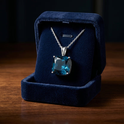 Blue Topaz Pendant In 14k White Gold — gift presentation