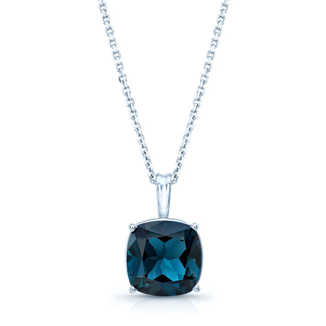 Blue Topaz Pendant In 14k White Gold