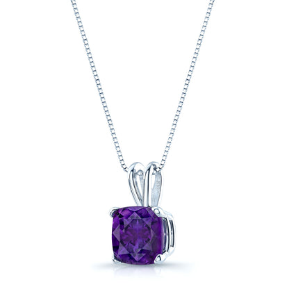 Amethyst Cushion Solitaire Pendant In 14k White Gold 18-in Baby Box Ch