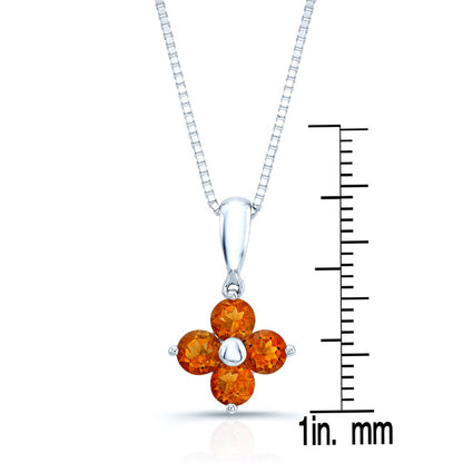 Citrine Flower Dangle Pendant In 14k White Gold (17-in Box Chain)