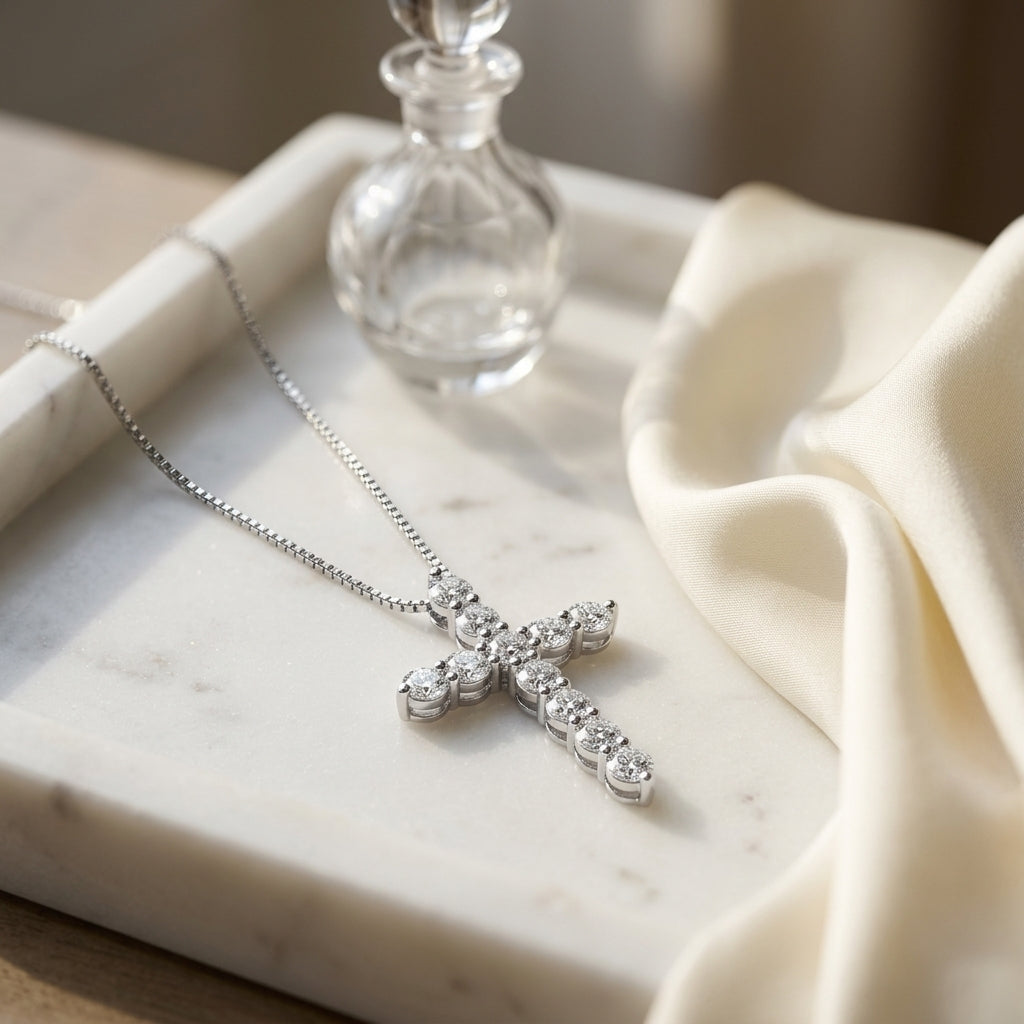 Diamond Cross In 14k White Gold (1/4 Ct. Tw.) — atelier still life