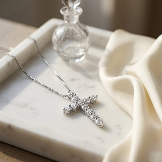 Diamond Cross In 14k White Gold (1/4 Ct. Tw.) — atelier still life