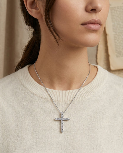 Diamond Cross In 14k White Gold (1/4 Ct. Tw.) — editorial close-up