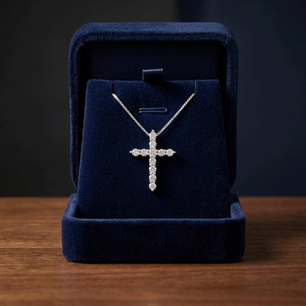 Diamond Cross In 14k White Gold (1/4 Ct. Tw.) — gift presentation