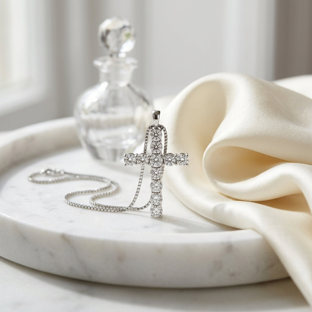 Diamond Cross In 14k White Gold (1/4 Ct. Tw.) — atelier still life