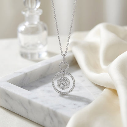 Diamond Hanging Circles Pendant In 14k White Gold — atelier still life