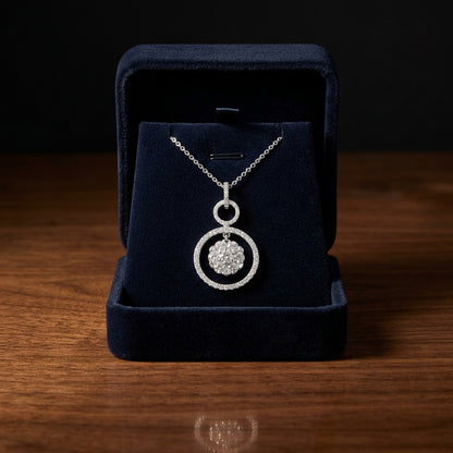 Diamond Hanging Circles Pendant In 14k White Gold — gift presentation