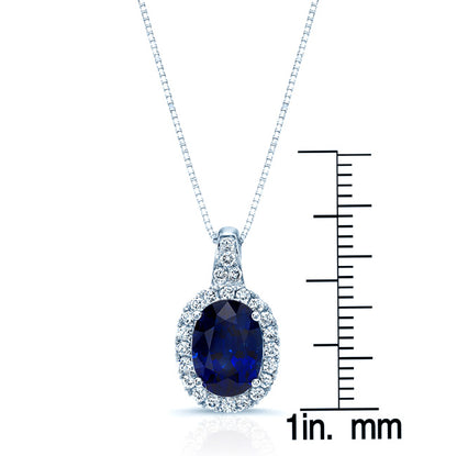 Sapphire And Diamond Pendant In 14k White Gold (1/5 Ct.tw.)