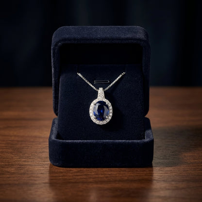 Sapphire And Diamond Pendant In 14k White Gold (1/5 Ct.tw.) — gift presentation