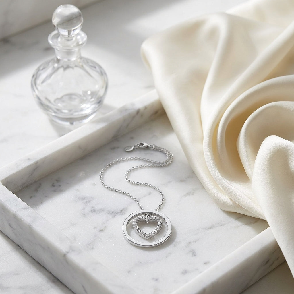 Diamond Heart Pendant In 14k White Gold — atelier still life