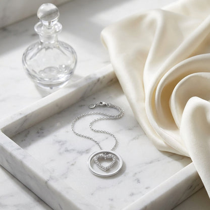 Diamond Heart Pendant In 14k White Gold — atelier still life