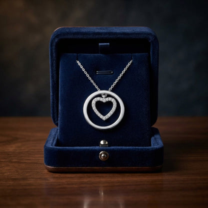 Diamond Heart Pendant In 14k White Gold — gift presentation