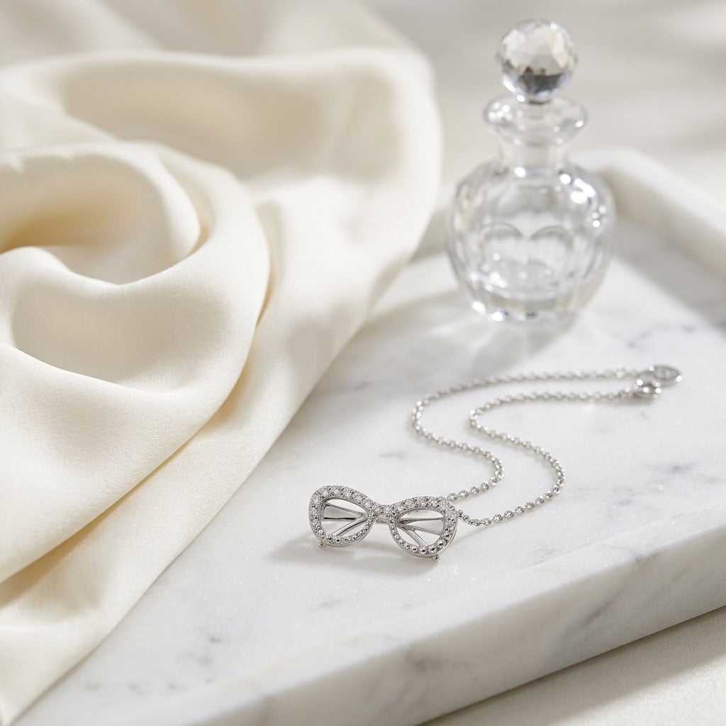 Diamond Sunglasses Pendant In 14k White Gold (18-in Curb Chain) — atelier still life