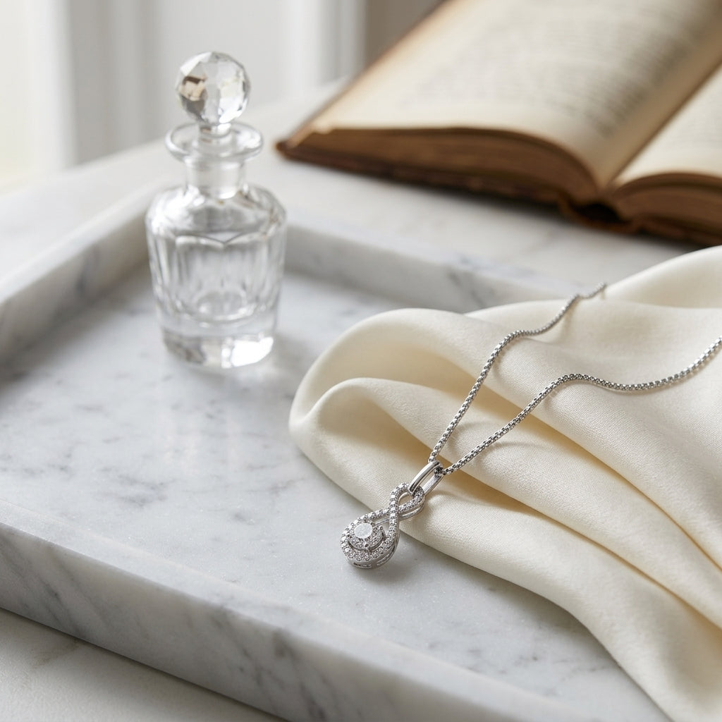 Diamond Infinity Pendant In 14k White Gold — atelier still life
