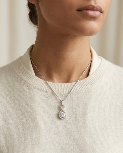 Diamond Infinity Pendant In 14k White Gold — editorial close-up