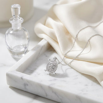 Diamond Turtle Pendant In 14k White Gold — atelier still life