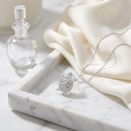 Diamond Turtle Pendant In 14k White Gold — atelier still life