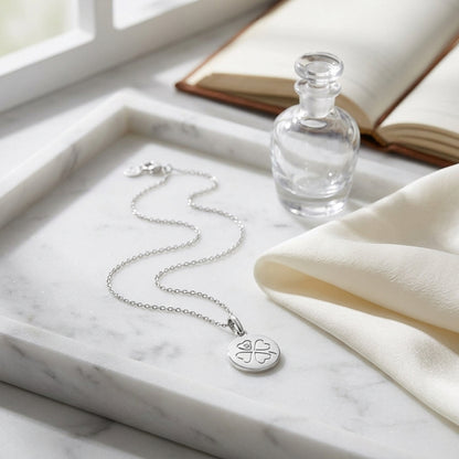 Diamond Charm Pendant With Carved Hearts In 14k White Gold (0.0035 Ct.tw) — atelier still life
