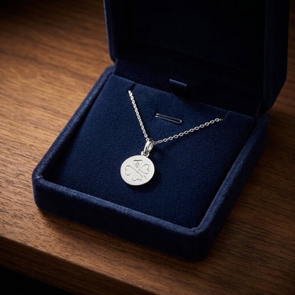 Diamond Charm Pendant With Carved Hearts In 14k White Gold (0.0035 Ct.tw) — gift presentation