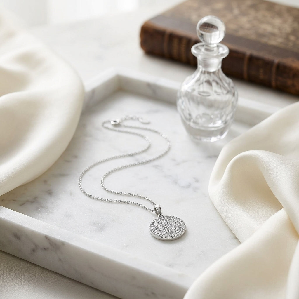 Diamond Disc Pendant In 14k White Gold (5/8 Ct.tw.) — atelier still life
