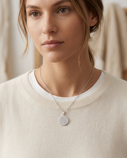 Diamond Disc Pendant In 14k White Gold (5/8 Ct.tw.) — editorial close-up
