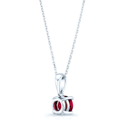 Ruby Round Solitaire Pendant With Diamond Bail In 14k White Gold (18-in Curb Chain)