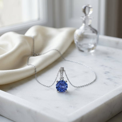 Tanzanite And Diamond Pendant In 14k White Gold — atelier still life