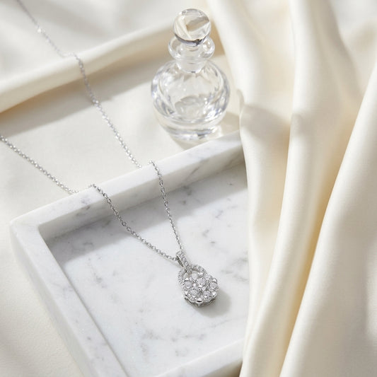 Diamond Arched Hinge Pendant In 14k White Gold — atelier still life