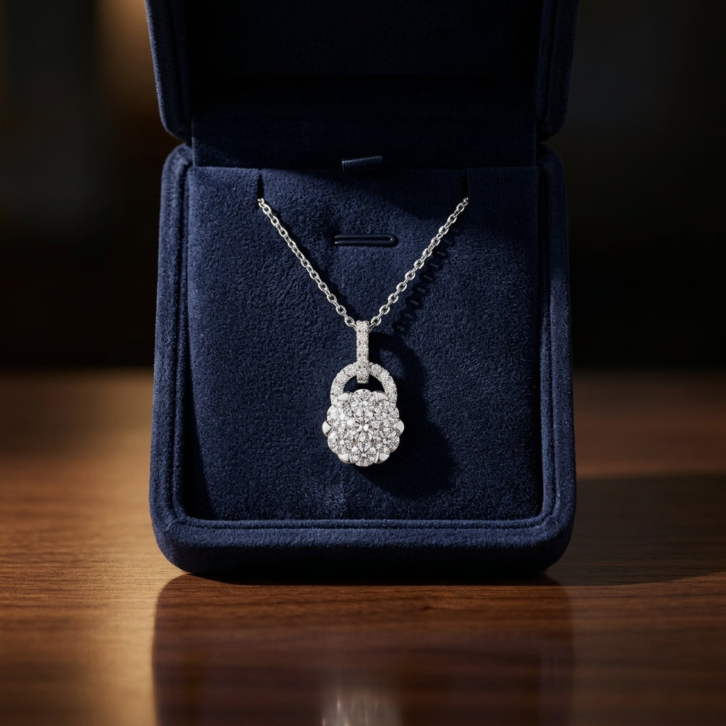 Diamond Arched Hinge Pendant In 14k White Gold — gift presentation