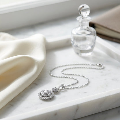 Diamond Stacked Circles Pendant In 14k White Gold — atelier still life