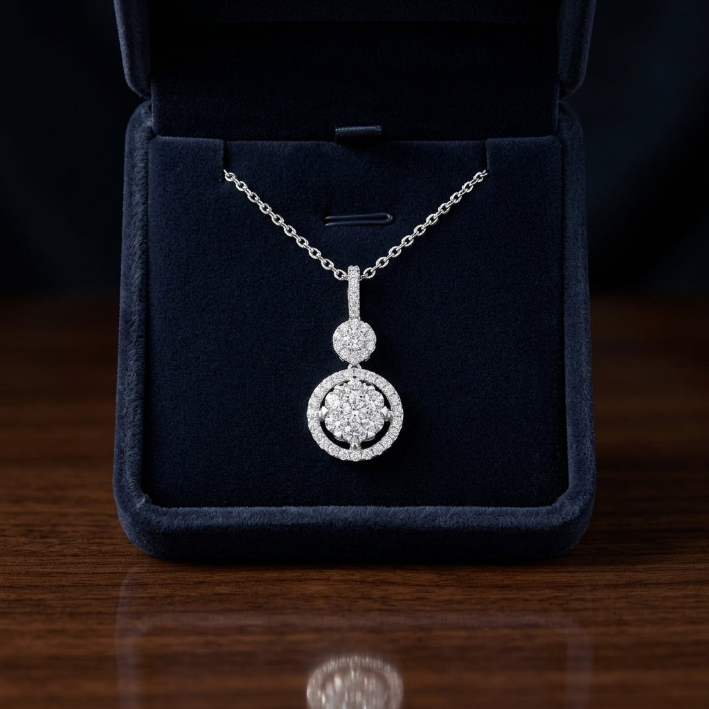Diamond Stacked Circles Pendant In 14k White Gold — gift presentation