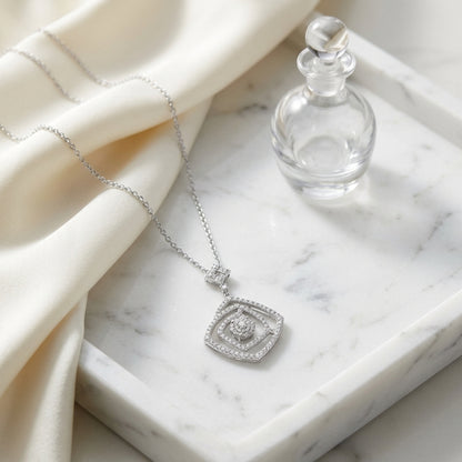 Diamond Geometric Pendant In 14k White Gold — atelier still life