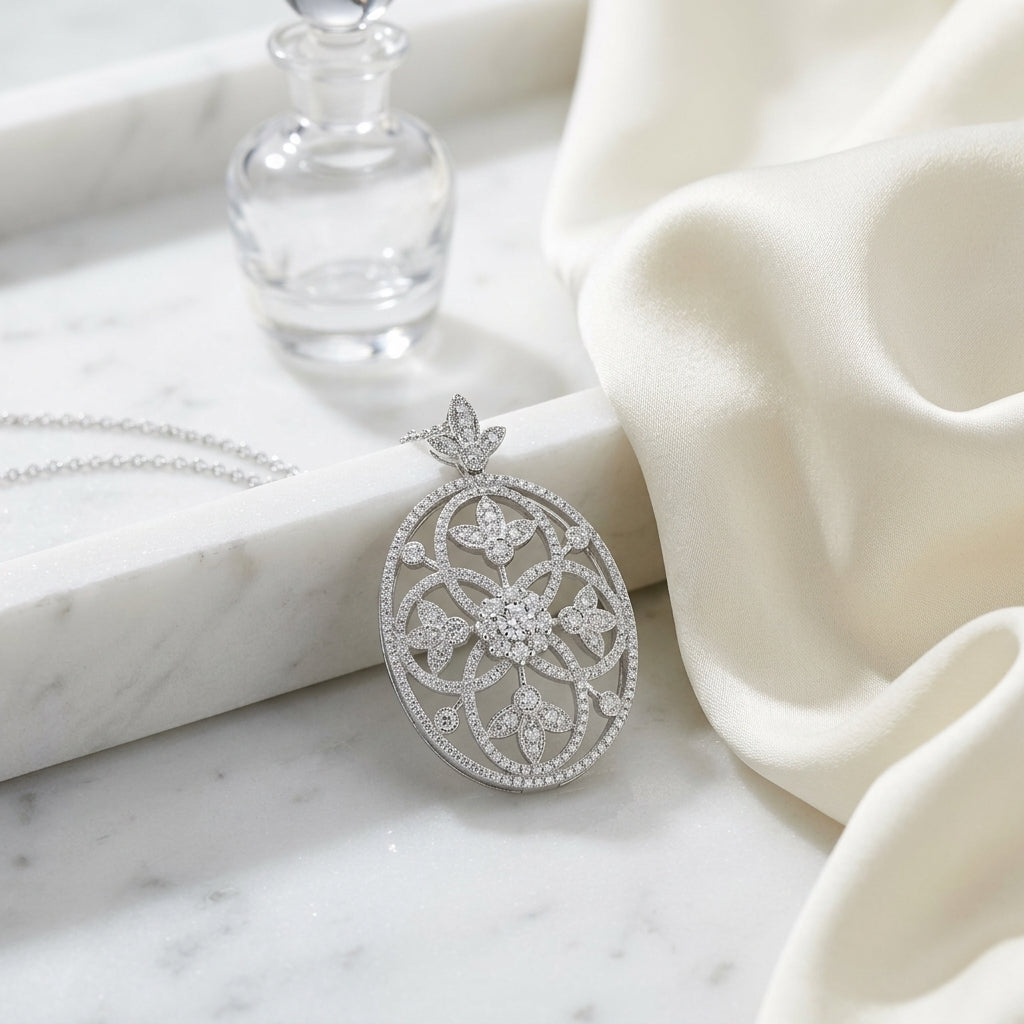 Diamond Edwardian Pendant In 14k White Gold — atelier still life