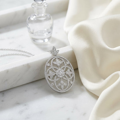 Diamond Edwardian Pendant In 14k White Gold — atelier still life