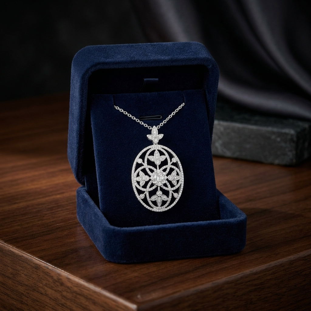 Diamond Edwardian Pendant In 14k White Gold — gift presentation