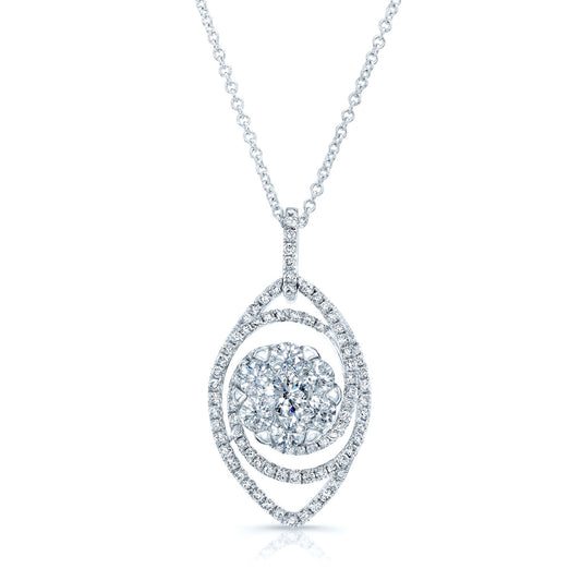 Diamond Marquise Swirl Pendant In 14k White Gold 1.40ctw