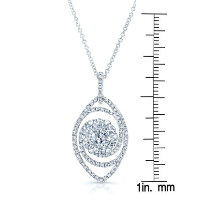Diamond Marquise Swirl Pendant In 14k White Gold 2.25ctw