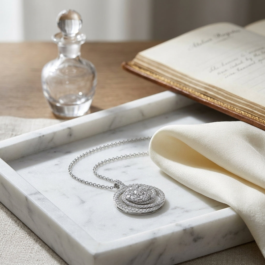 Diamond Circle Swirl Pendant In 14k White Gold 1.30ctw — atelier still life