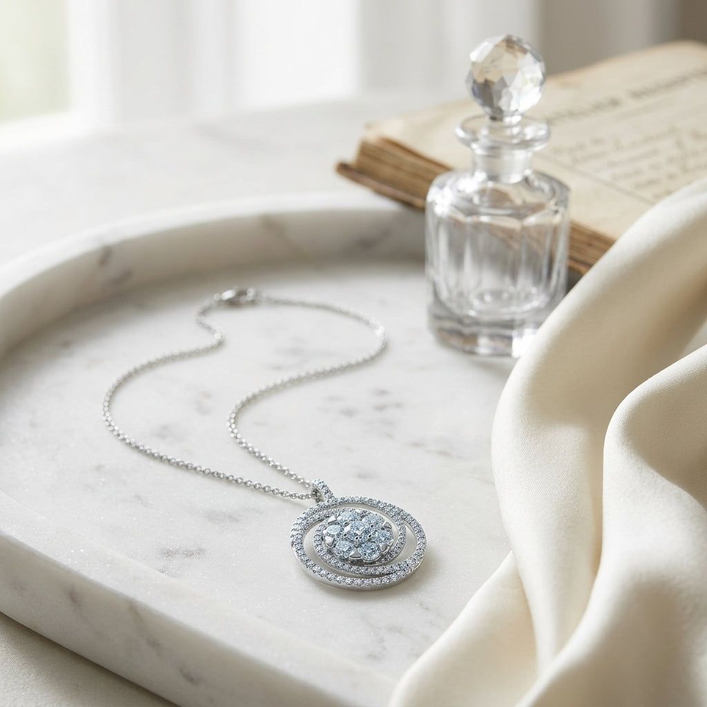 Diamond Circle Swirl Pendant In 14k White Gold 2.10ctw — atelier still life