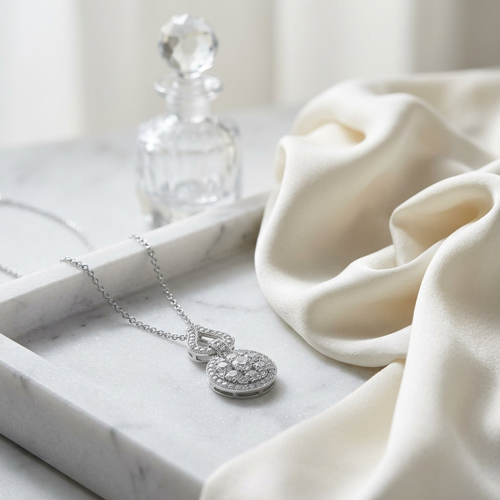 Diamond Equestrian-inspired Pendant In 14k White Gold 1ctw — atelier still life