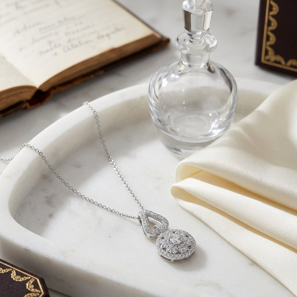 Diamond Equestrian-inspired Pendant In 14k White Gold — atelier still life