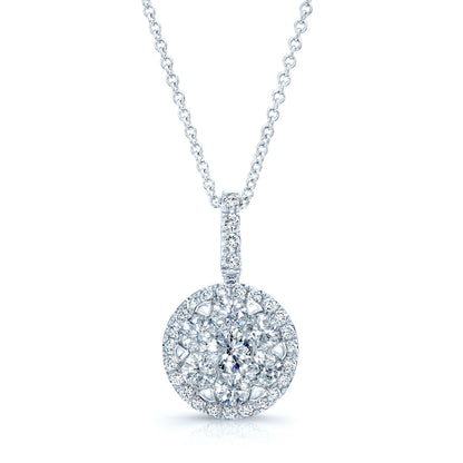 Diamond Pave Halo Pendant In 14k White Gold 1.10ctw