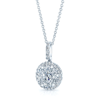 Diamond Pave Halo Pendant In 14k White Gold 1.10ctw