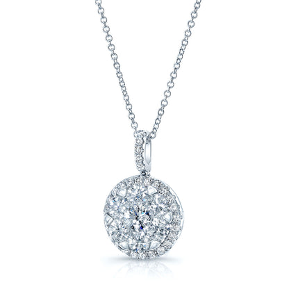 Diamond Pave Halo Pendant In 14k White Gold 1.80ctw