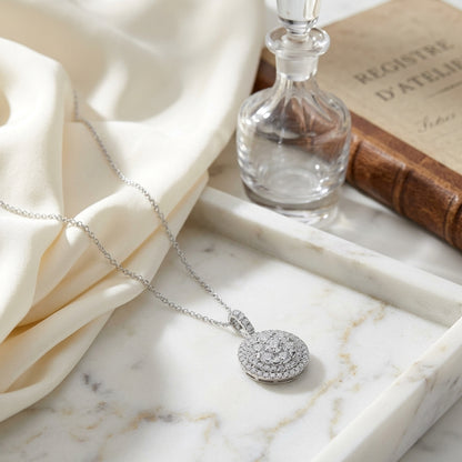 Diamond Double Entourage Pend In 14k White Gold 0.85ctw — atelier still life