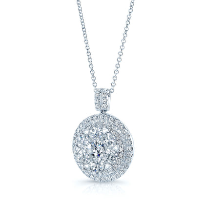 Diamond Cluster Shield Pendant In 14k White Gold 2.25ctw