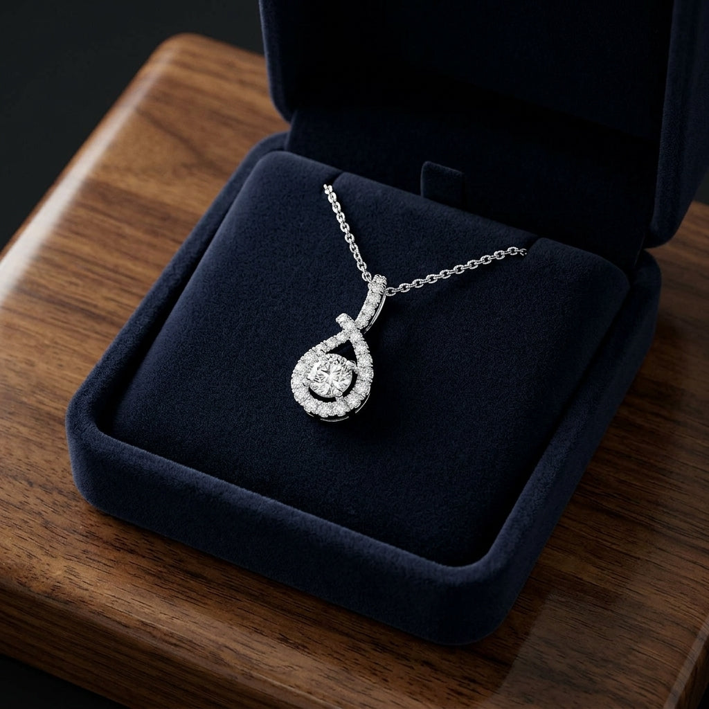 Diamond Infinity Pendant In 14k White Gold (18-in Curb Chain) — gift presentation
